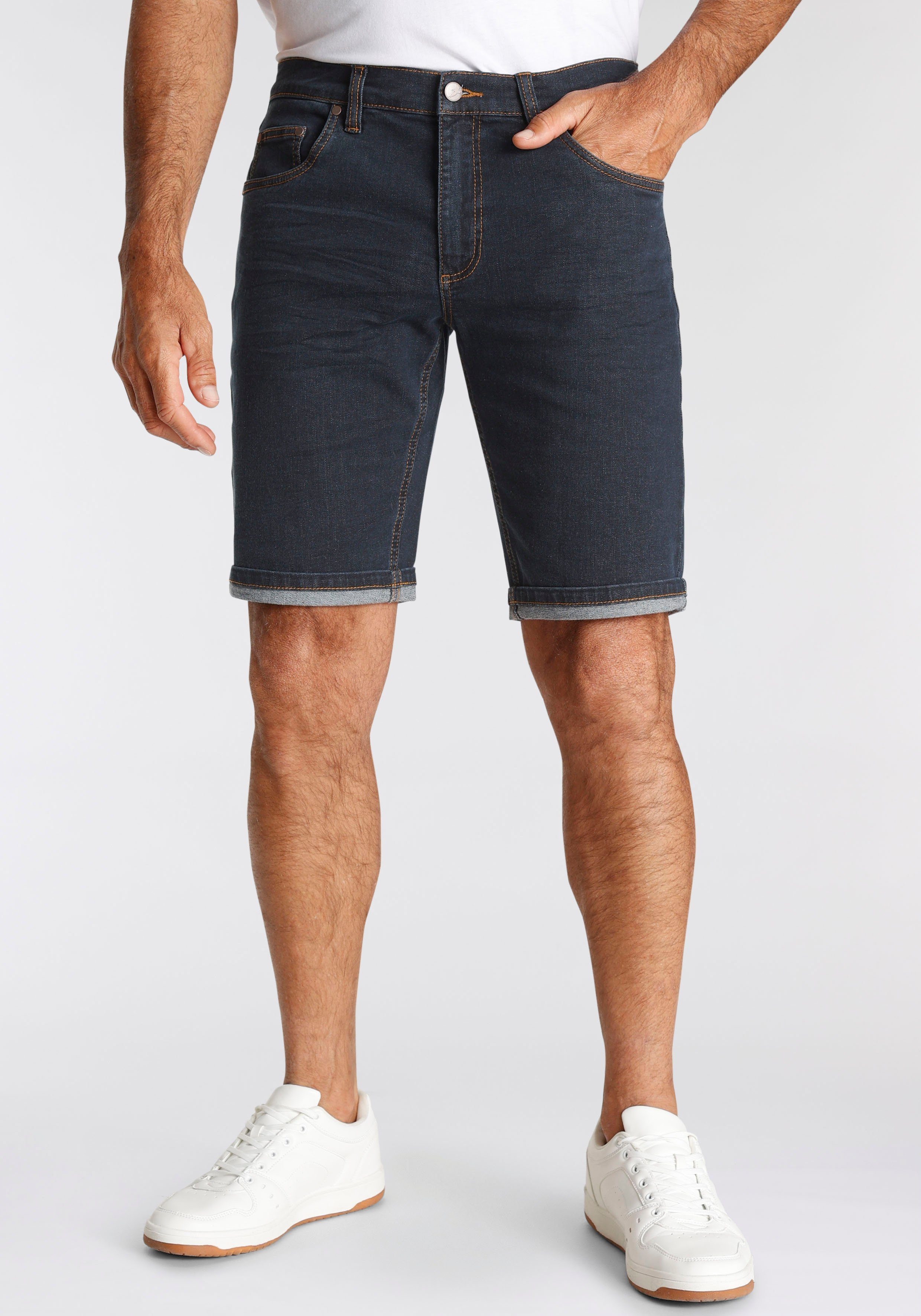 Arizona Jeansshorts gerader Schnitt, knieumspielende Länge, günstig online kaufen