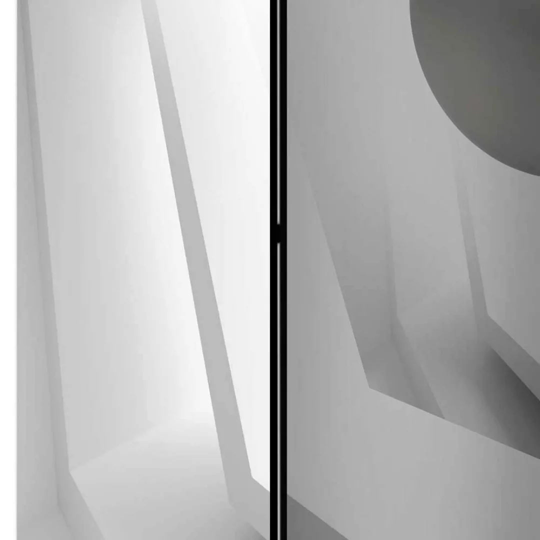 Raumteiler Paravent in Weiß und Grau abstraktem Muster günstig online kaufen
