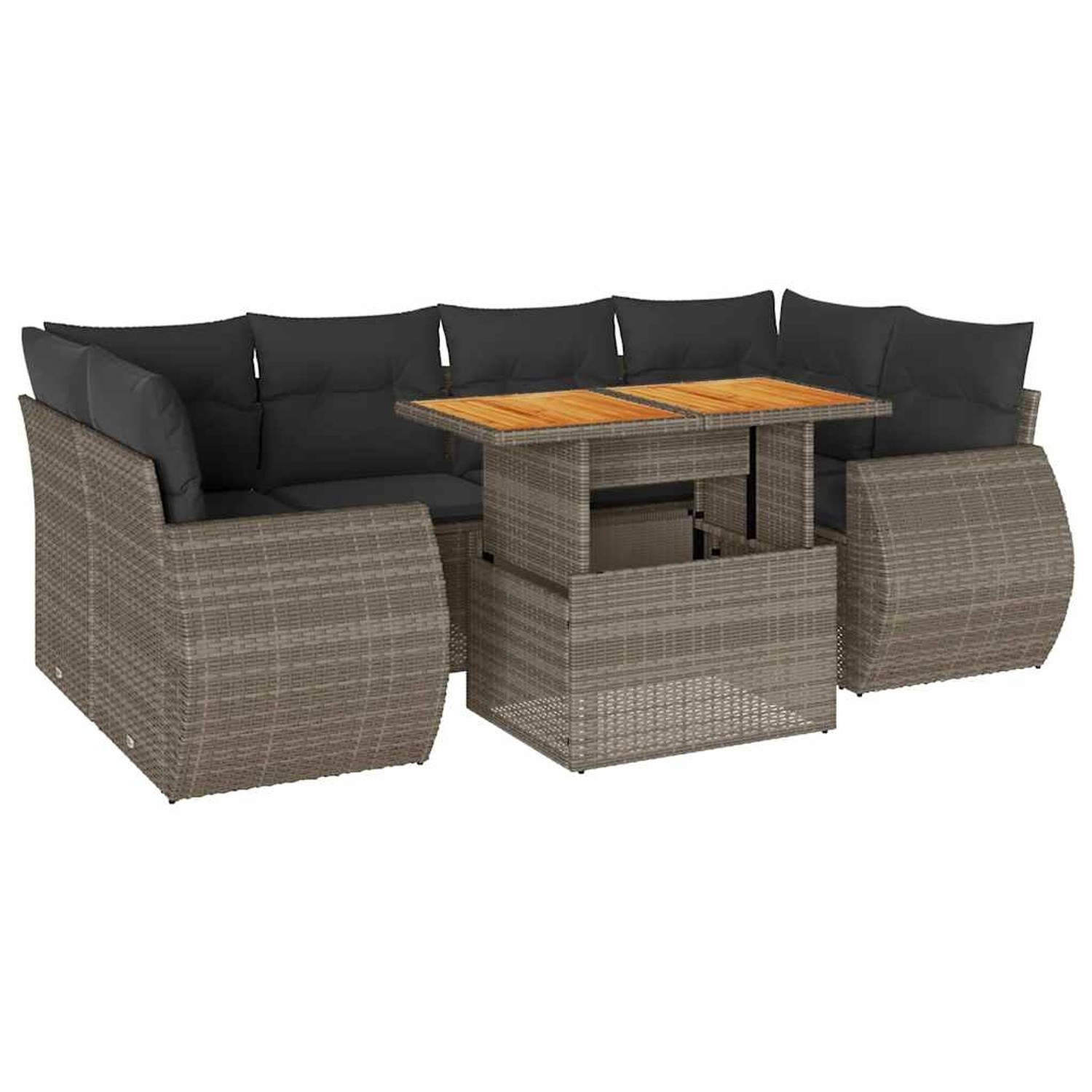 vidaXL 7-Tlg Garten-Sofagarnitur mit Kissen Grau Poly Rattan 3327231 günstig online kaufen