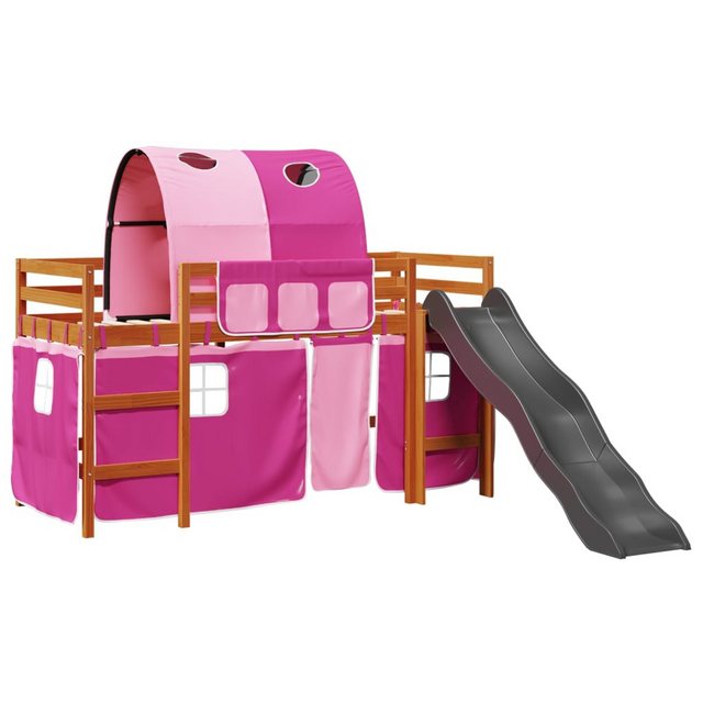 vidaXL Bett Kinderhochbett mit Tunnel Rosa 90x190 cm Massivholz Kiefer günstig online kaufen