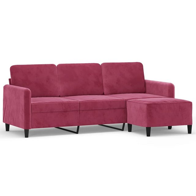 vidaXL Sofa, 3-Sitzer-Sofa mit Hocker Weinrot 180 cm Samt günstig online kaufen