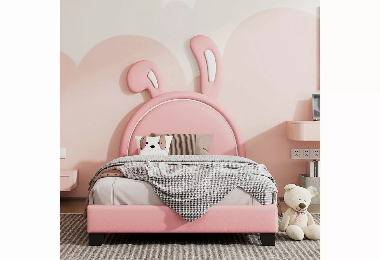 OKWISH Bett Einzelbett Kinderbett Polsterbett 90*200cm (mit Lattenrosten un günstig online kaufen