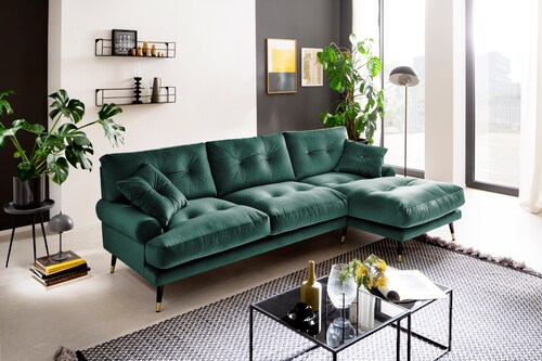 Trends by HG Ecksofa Samir L-Form, mit Strasssteinen und goldfarben Applika günstig online kaufen