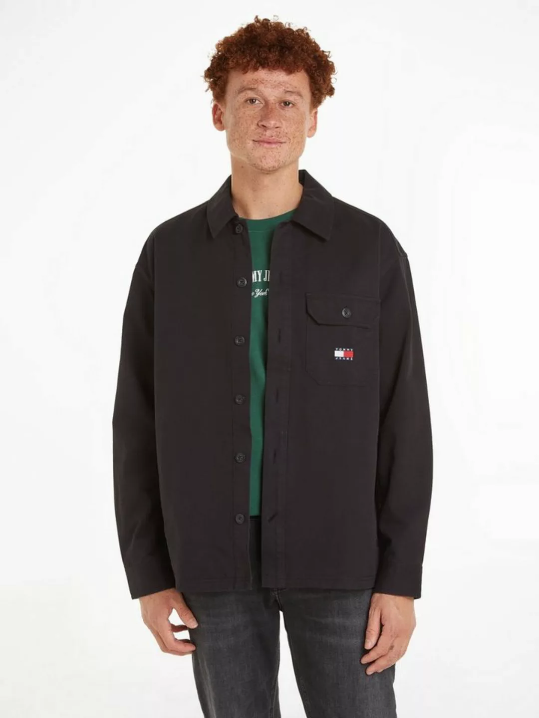 Tommy Jeans Langarmhemd TJM ESSENTIAL SOLID OVERSHIRT mit knöpfbarer Brustt günstig online kaufen