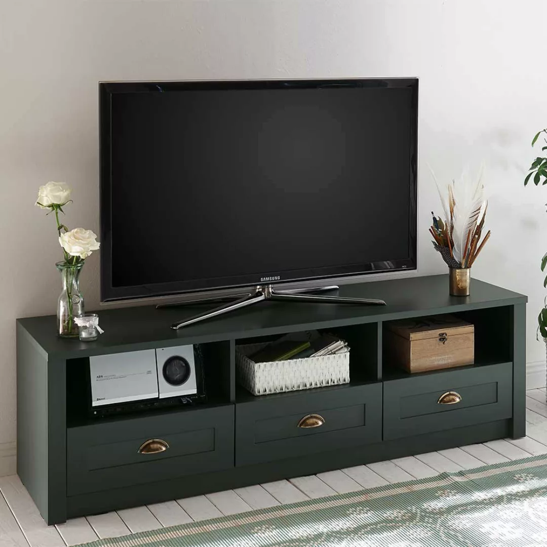 TV Möbel in Dunkelgrün Landhaus Design günstig online kaufen