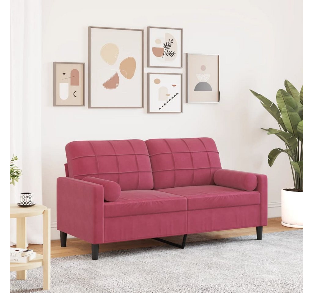 vidaXL Sofa, 2-Sitzer-Sofa mit Zierkissen Weinrot 140 cm Samt günstig online kaufen