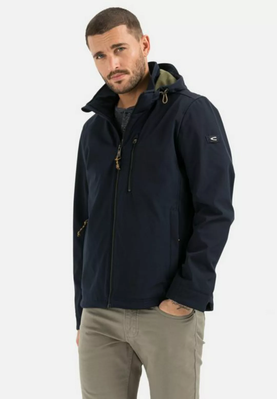 camel active Softshelljacke mit abnehmbarer Kapuze Markenlabel günstig online kaufen