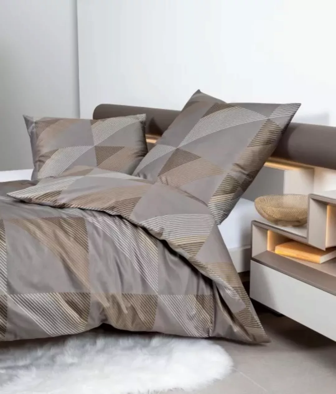 Janine Janine Mako-Satin Bettwäsche J.D. 87065 taupe Größe:  240x220 cm + 2 günstig online kaufen