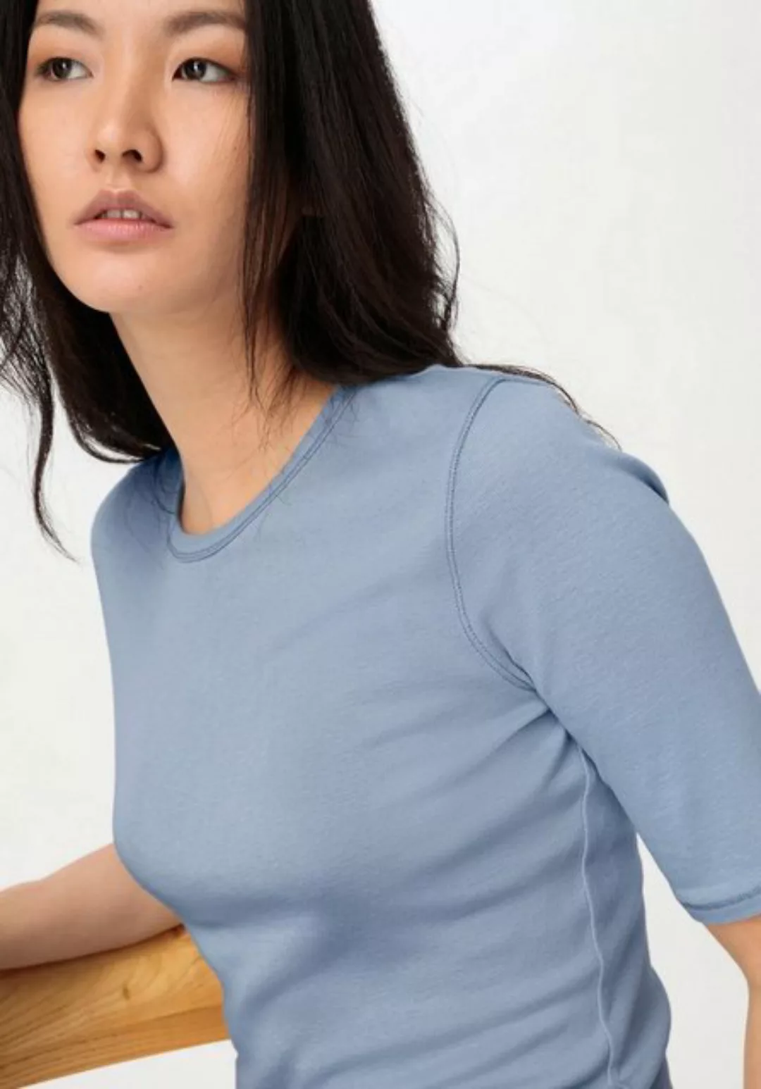 Hessnatur T-Shirt Softrib Kurzarm Slim aus Bio-Baumwolle und TENCEL™ (1-tlg günstig online kaufen