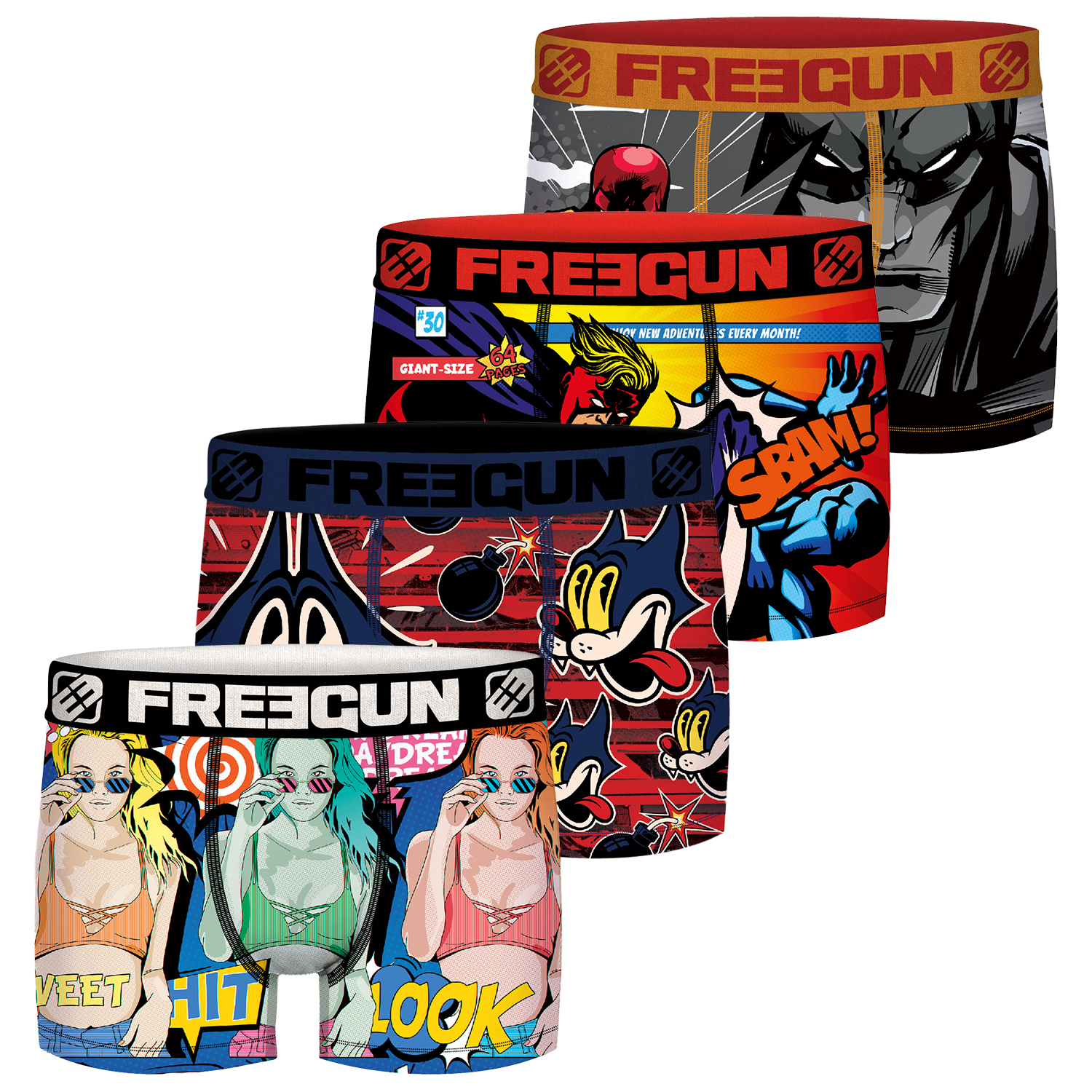 Freegun Comic Herren Boxershorts 4er Pack günstig online kaufen
