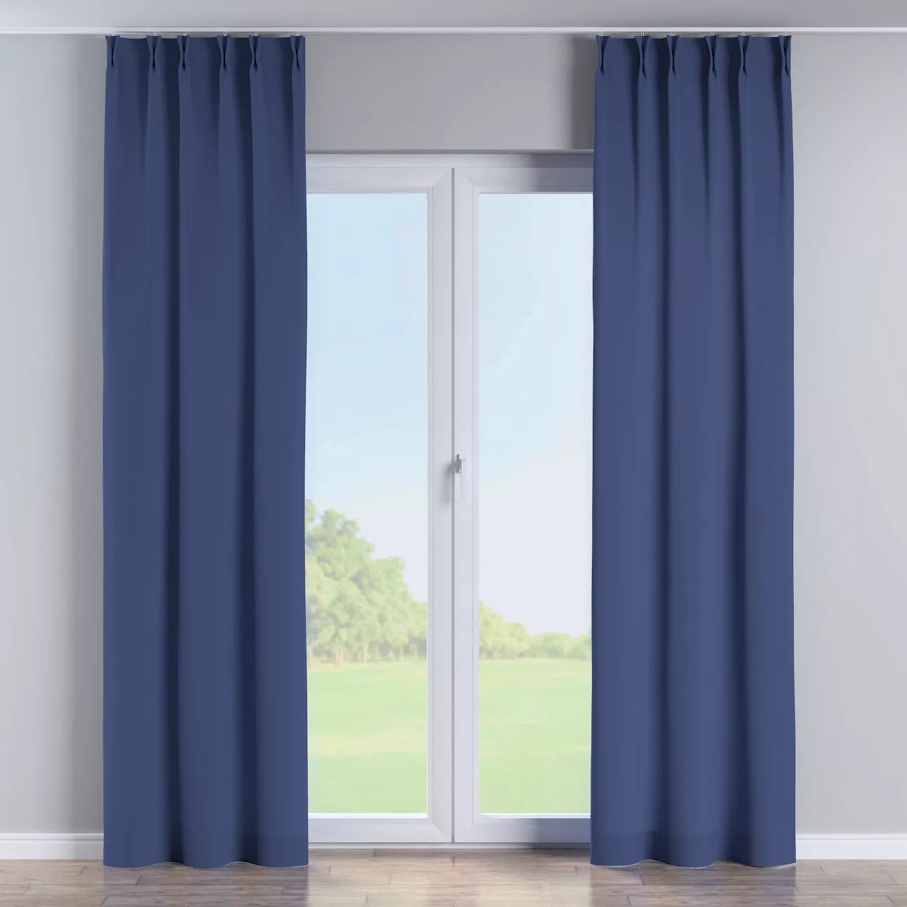 Vorhang mit flämischen 2-er Falten, dunkelblau, Crema (144-74) günstig online kaufen
