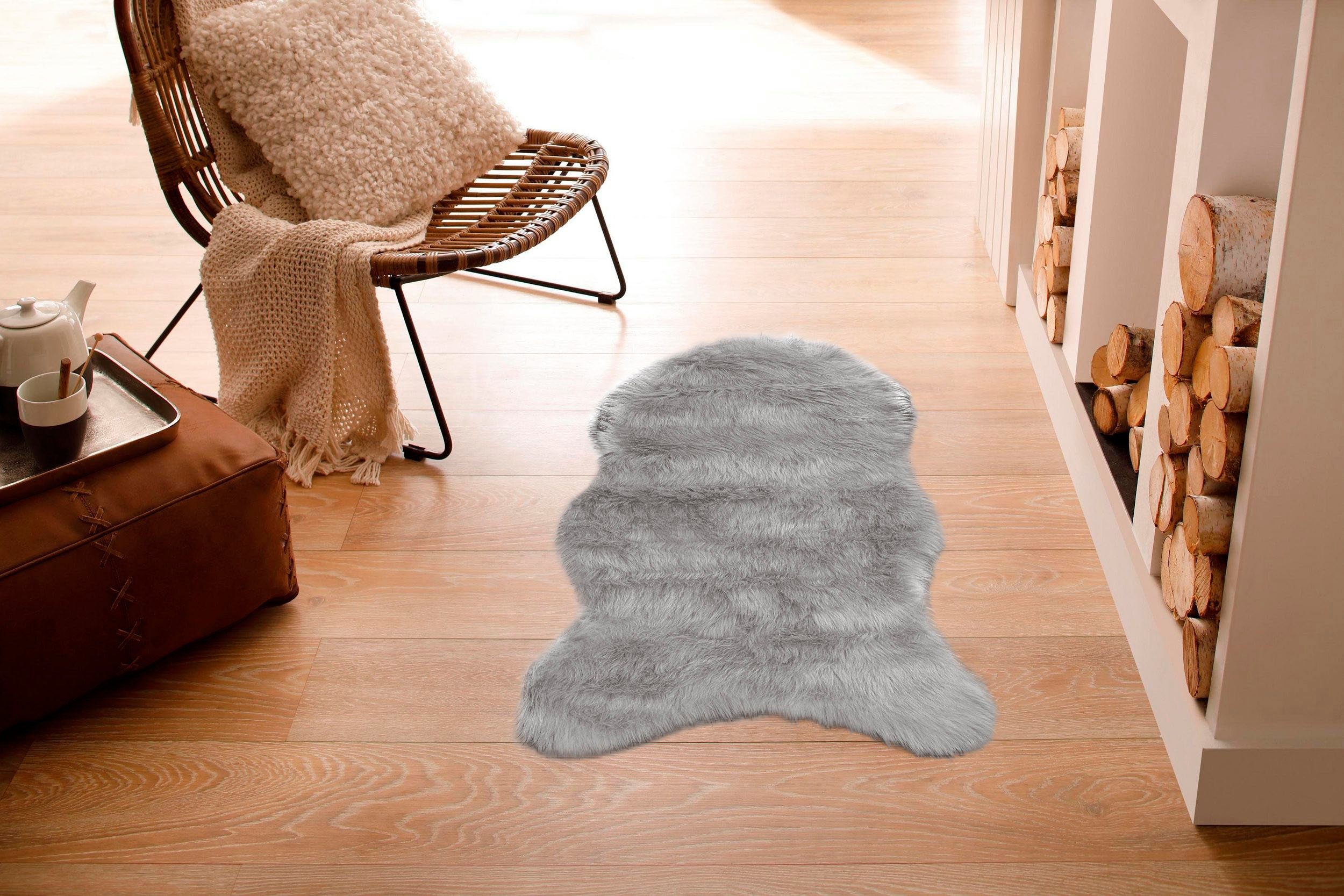 my home Hochflor-Teppich Valeria Fellteppich kuschelig, günstig online kaufen