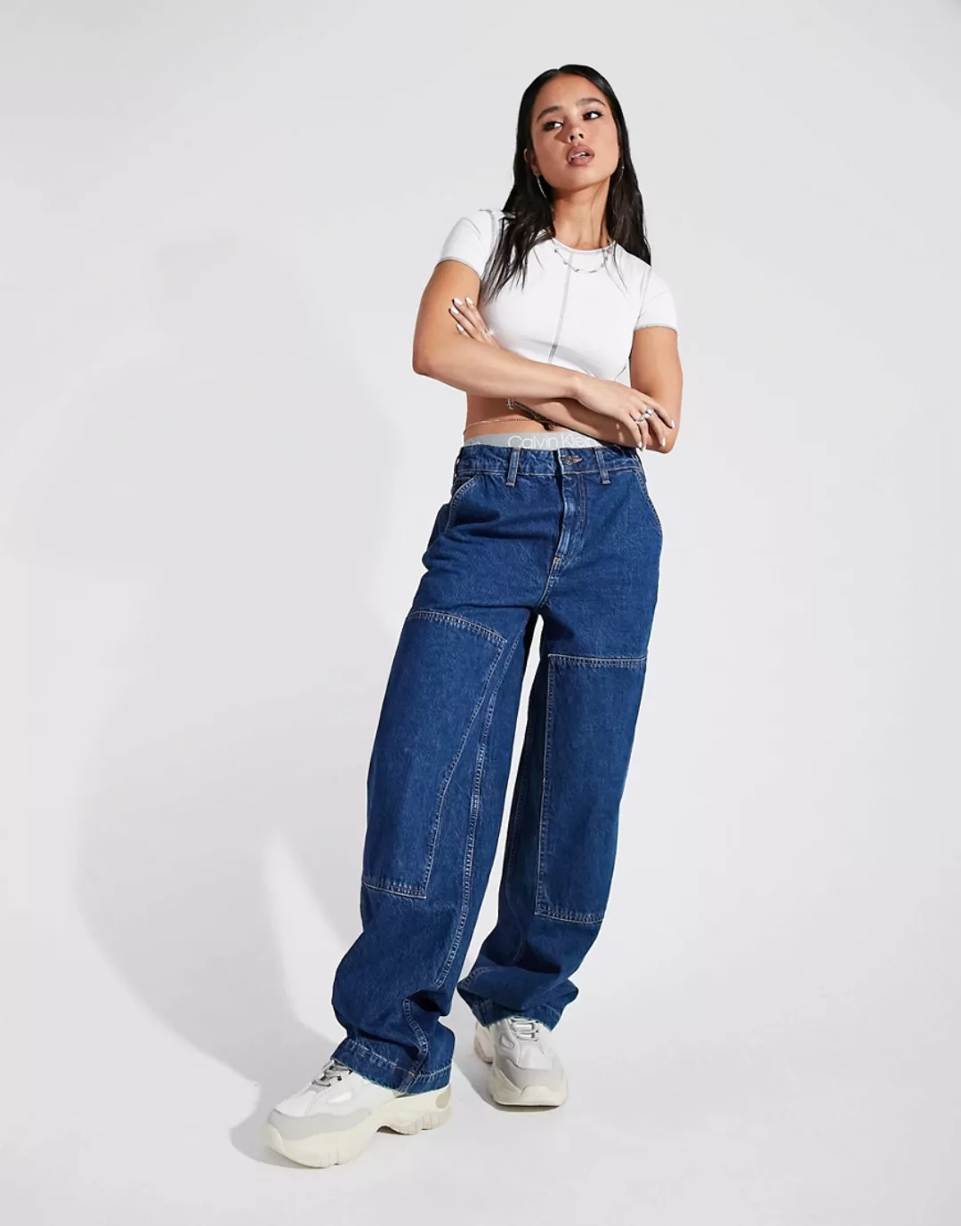 ASOS DESIGN – Oversize-Skater-Jeans im Combat-Design aus Bio-Baumwollmix in günstig online kaufen