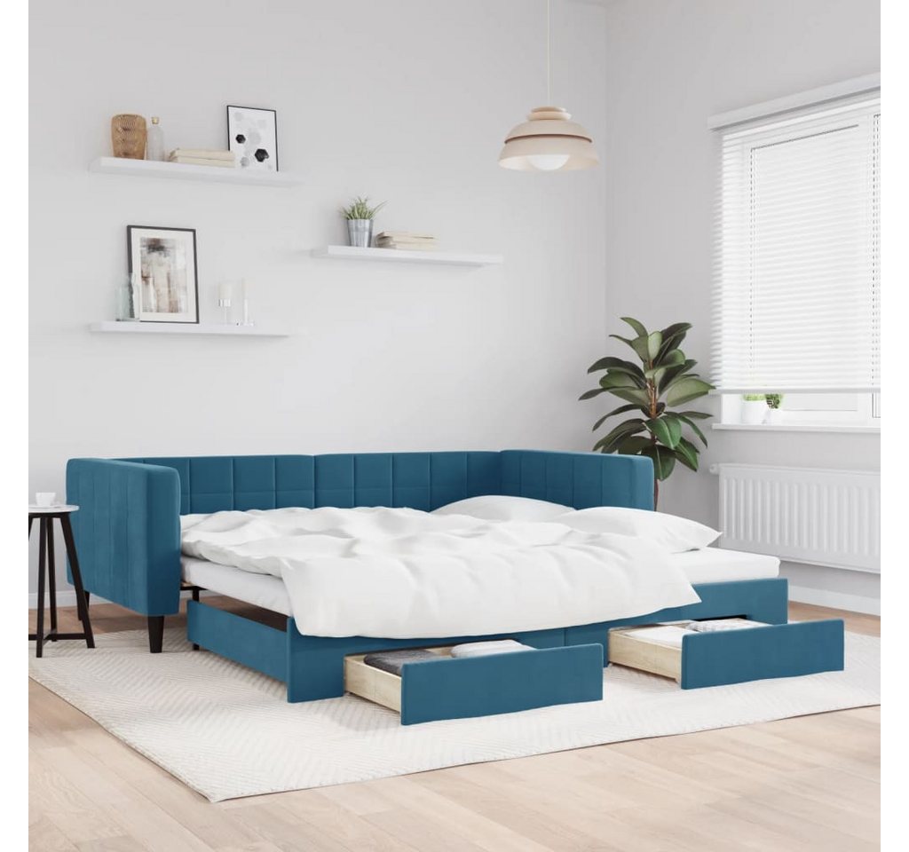 vidaXL Gästebett Gästebett Tagesbett Ausziehbar mit Schubladen Blau 100x200 günstig online kaufen