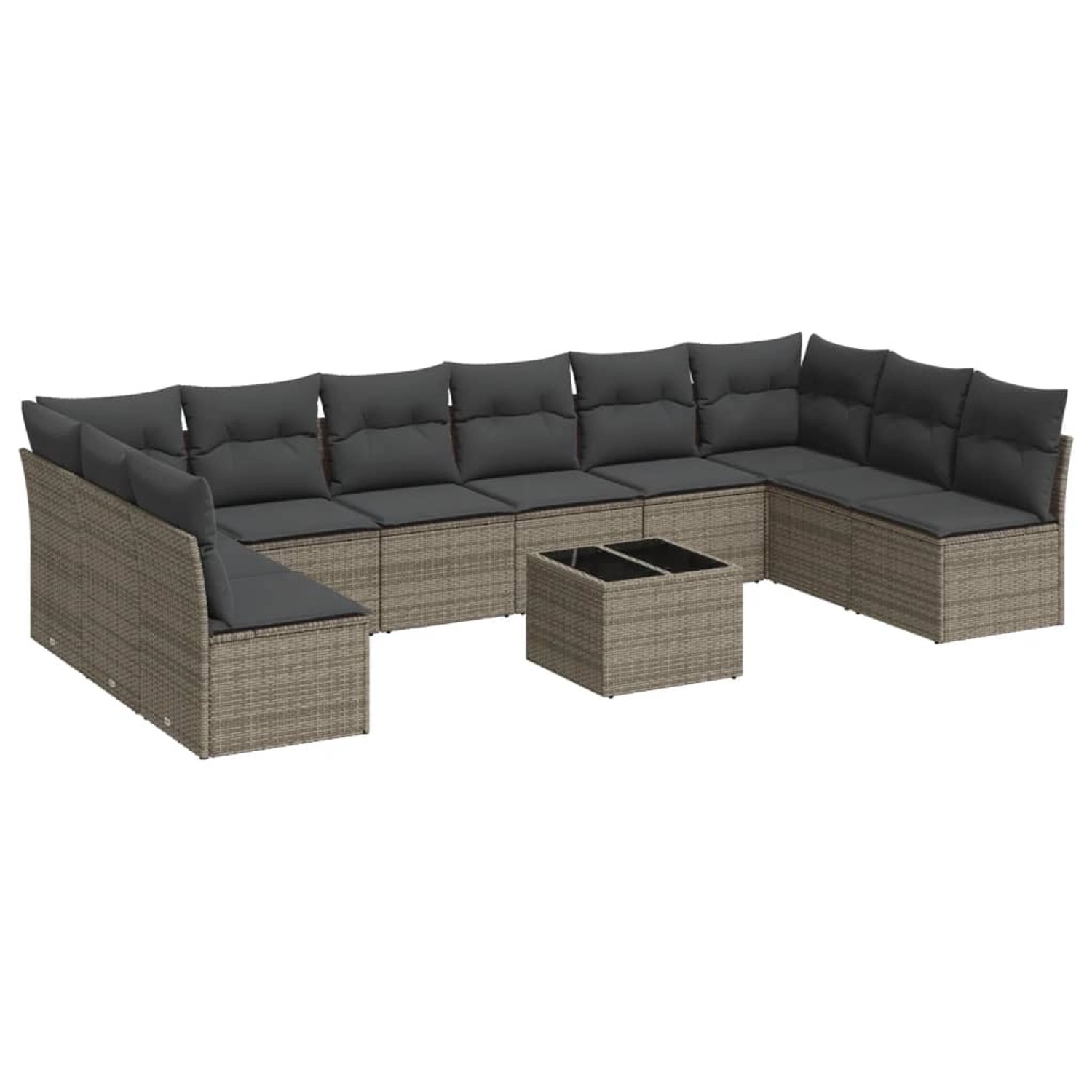 vidaXL 11-Tlg Garten-Sofagarnitur mit Kissen Grau Poly Rattan 3218100 günstig online kaufen