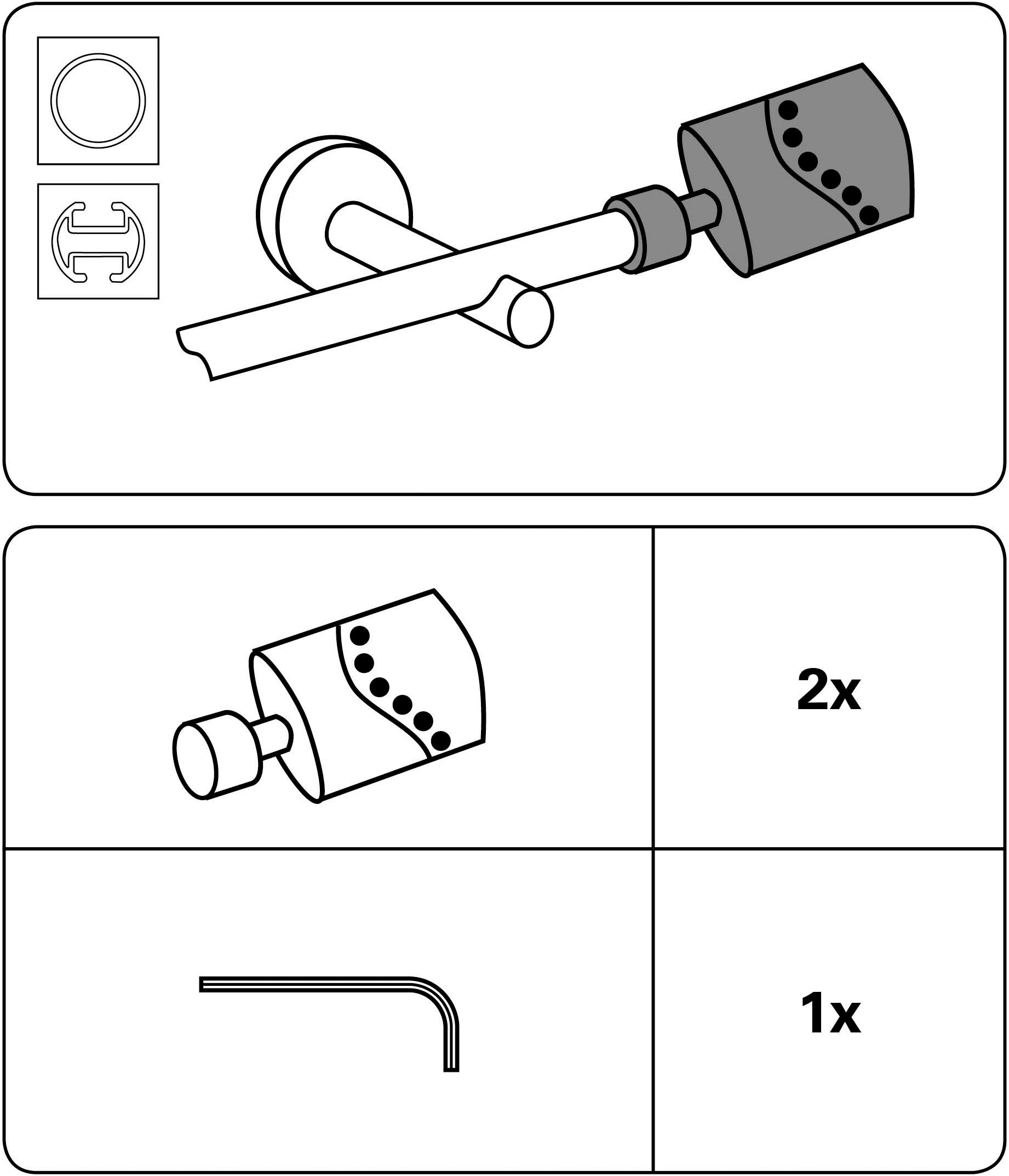 GARDINIA Gardinenstangen-Endstück »Flat«, (2 St.), Serie Gardinenstange Kir günstig online kaufen