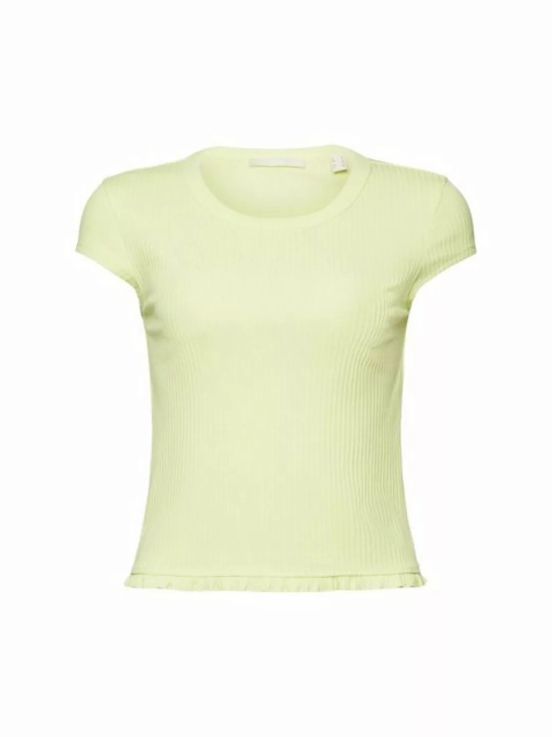 edc by Esprit T-Shirt Geripptes T-Shirt mit Rüschensaum (1-tlg) günstig online kaufen