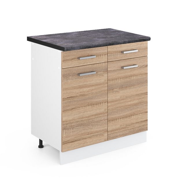 Vicco Unterschrank R-Line, Sonoma/Weiß, 80 cm ohne Arbeitsplatte günstig online kaufen