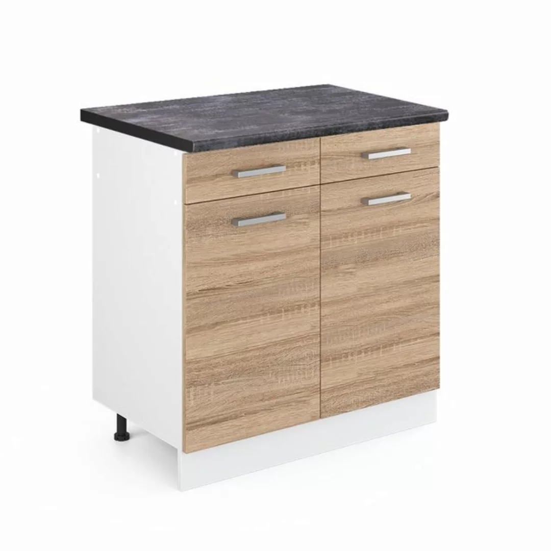 Vicco Unterschrank R-Line, Sonoma/Weiß, 80 cm ohne Arbeitsplatte günstig online kaufen