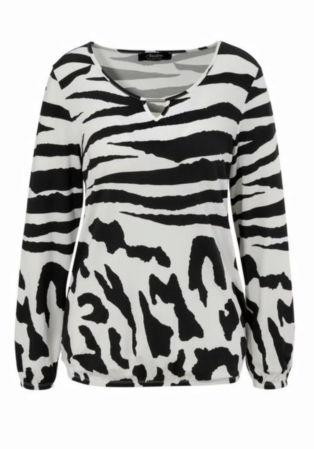 Aniston SELECTED Langarmshirt, mit Cut-Out, Schmuckelement und Animal-Print günstig online kaufen