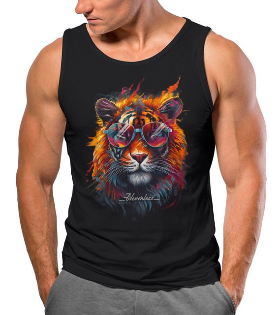 Neverless Tanktop Herren Tank-Top Tiger Print Aufdruck Flammen Sommer Sonne günstig online kaufen