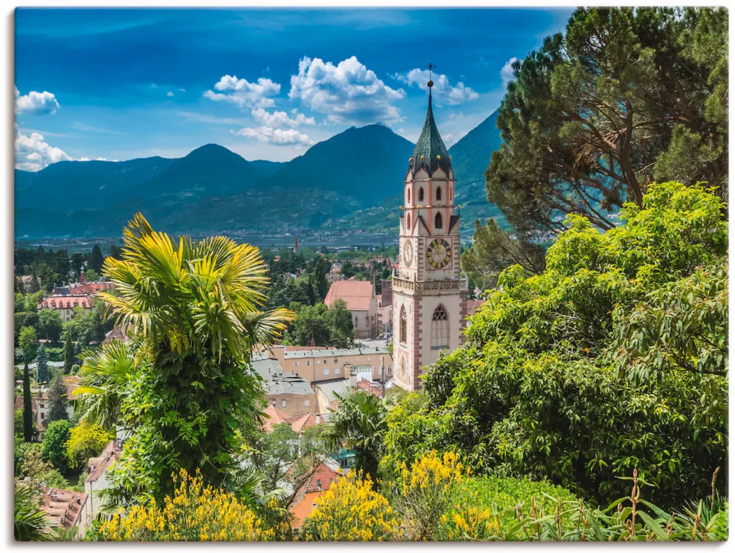 Artland Leinwandbild "Meran Idyllischer Blick über die Stadt", Europa, (1 S günstig online kaufen