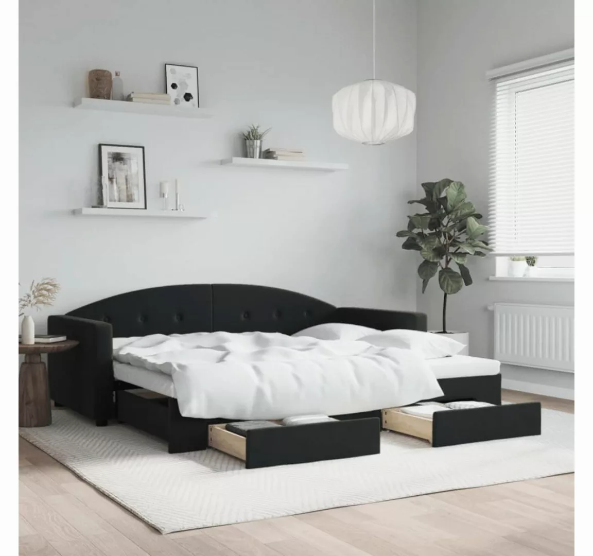 vidaXL Gästebett Gästebett Tagesbett Ausziehbar mit Schubladen Schwarz 90x1 günstig online kaufen