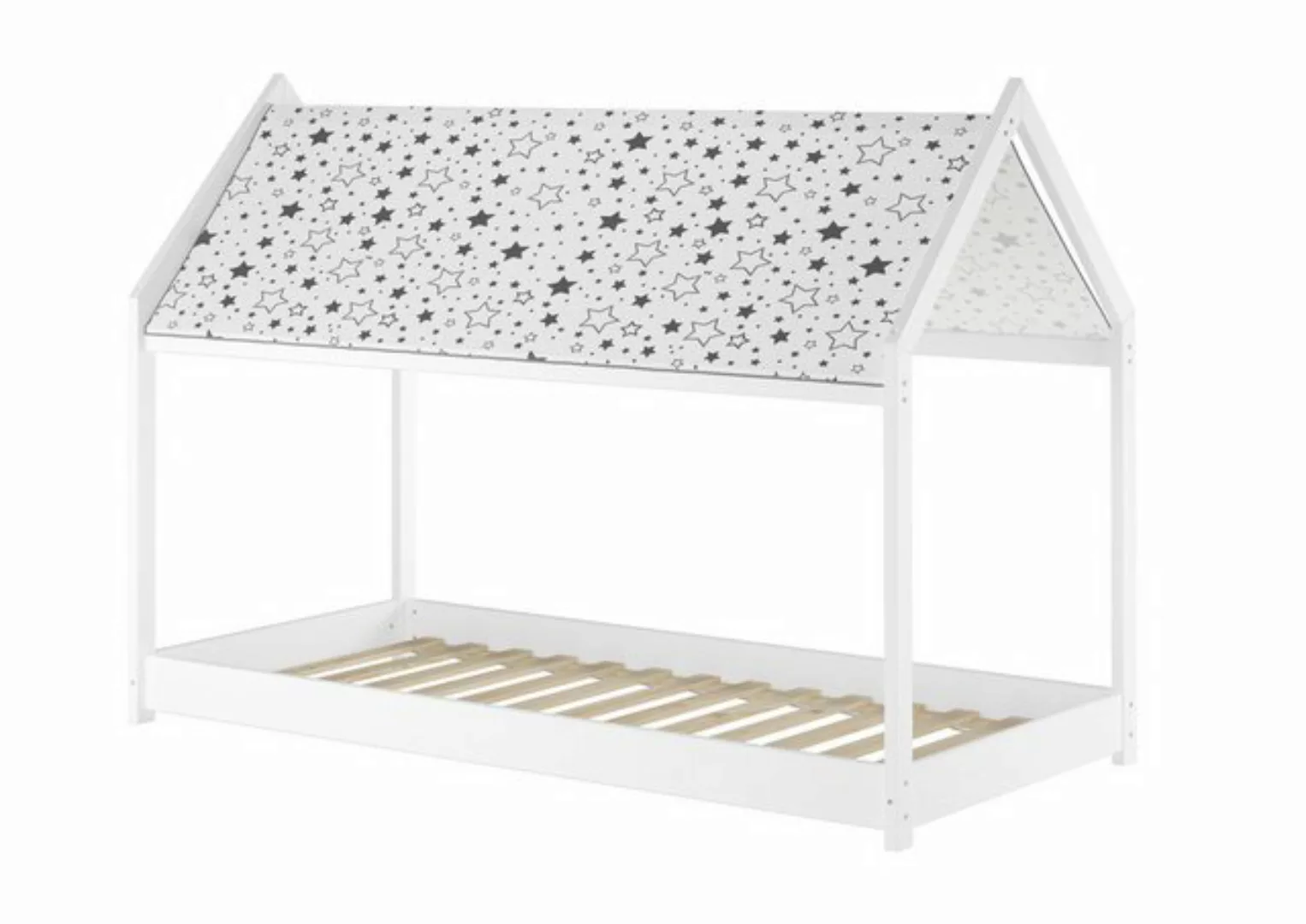 ERST-HOLZ Bett Weißes Hausbett Sternenhimmel 90x200 Kiefer weiß Kinderbett günstig online kaufen