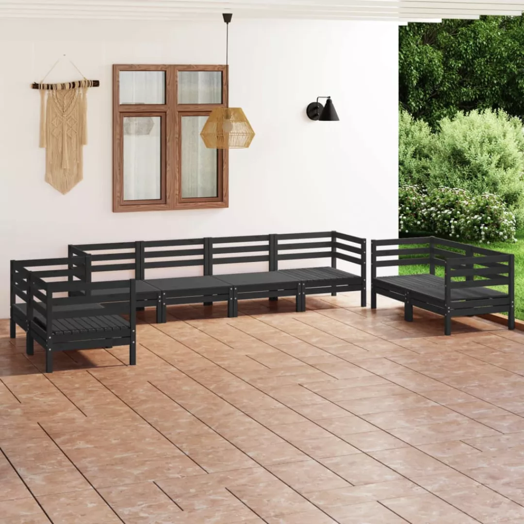 8-tlg. Garten-lounge-set Schwarz Massivholz Kiefer günstig online kaufen