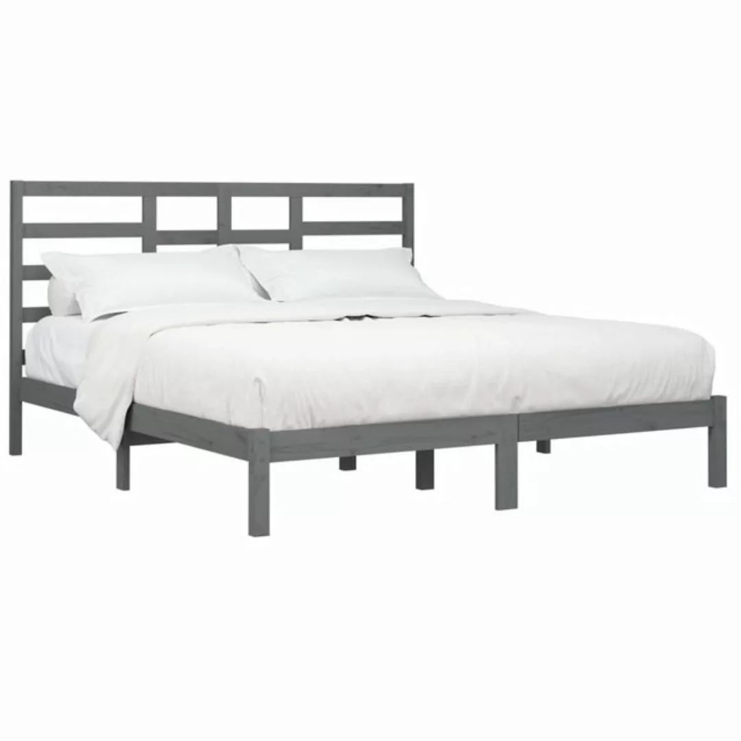 vidaXL Bettgestell Massivholzbett Grau 200x200 cm Bett Holz Bettgestell Dop günstig online kaufen