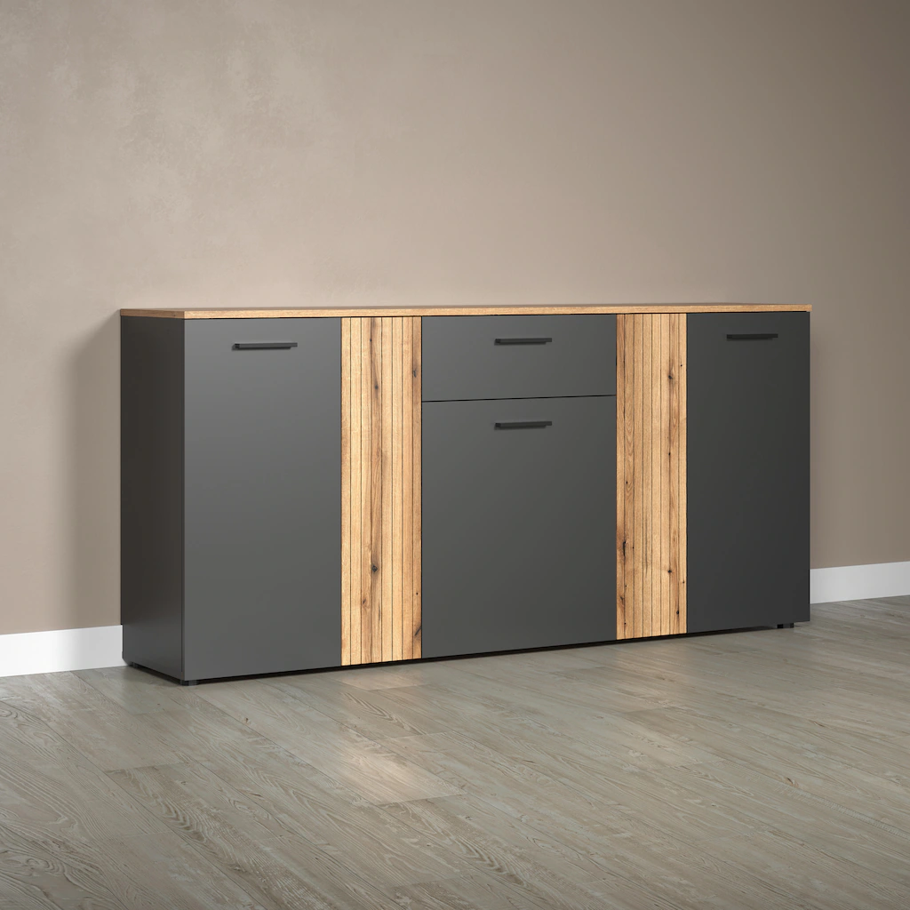 INOSIGN Kommode "Estepona", Sideboard mit anpassbaren Türen mit Rillen-Opti günstig online kaufen