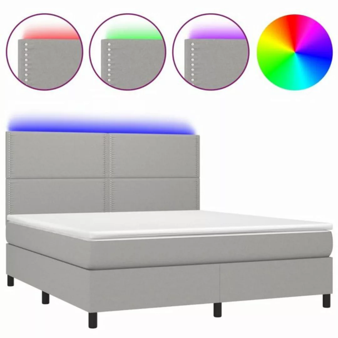 vidaXL Boxspringbett Boxspringbett mit Matratze LED Hellgrau 160x200 cm Sto günstig online kaufen