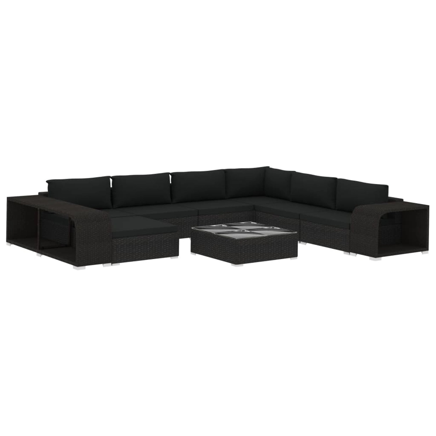 vidaXL 10-Tlg Garten-Lounge-Set mit Auflagen Poly Rattan Schwarz 46817 günstig online kaufen