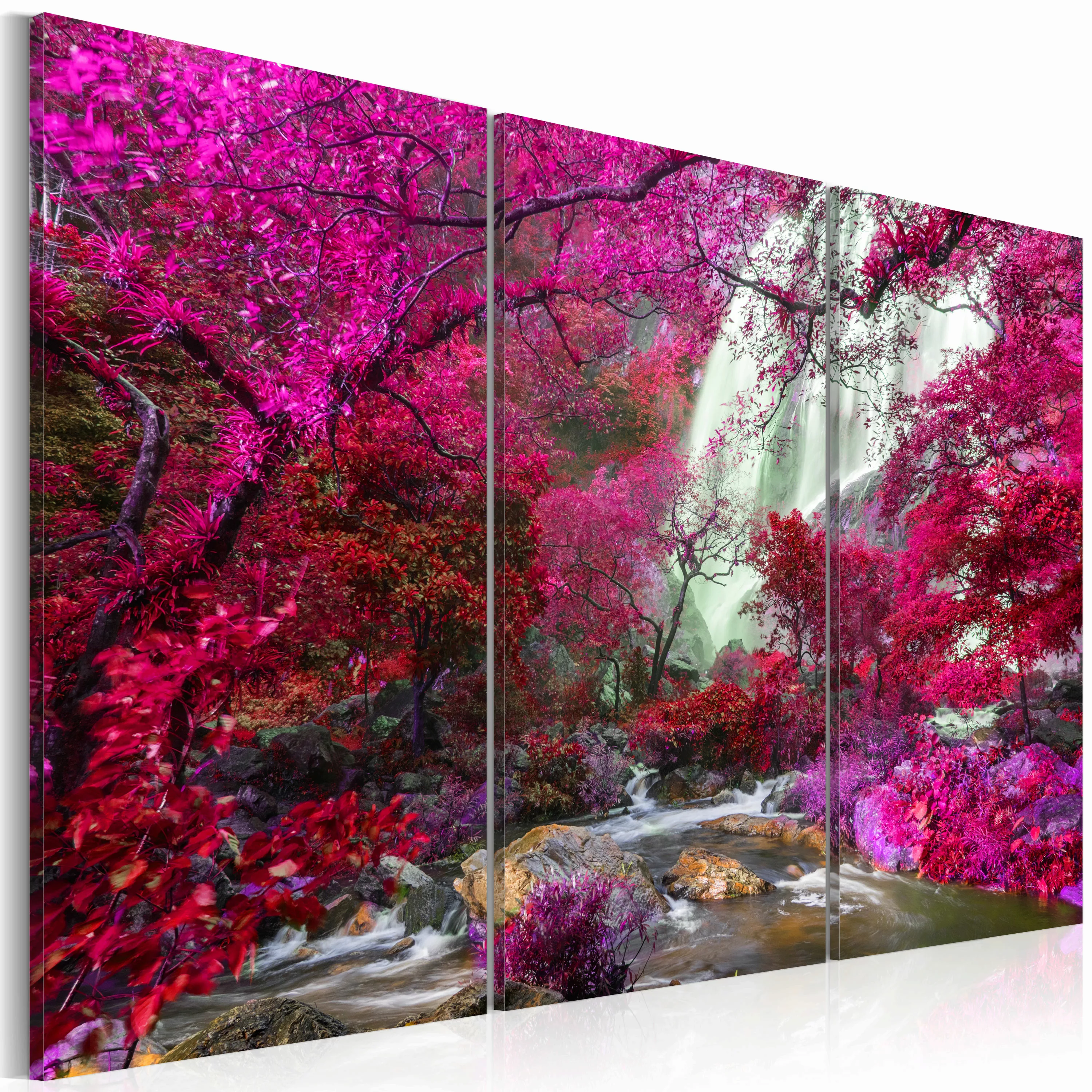 Wandbild - Beautiful Waterfall: Pink Forest günstig online kaufen