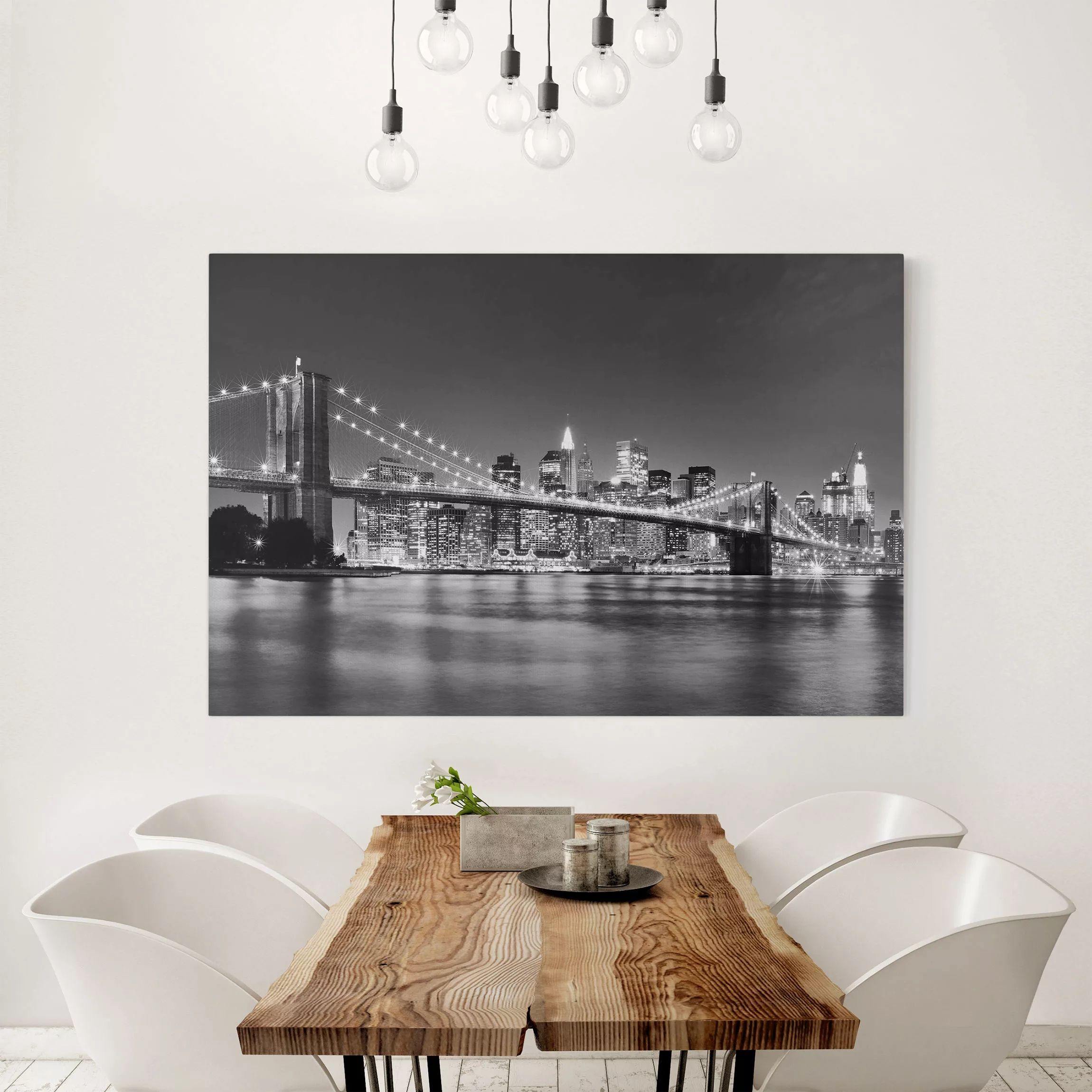 Leinwandbild New York - Querformat Nighttime Manhattan Bridge II günstig online kaufen