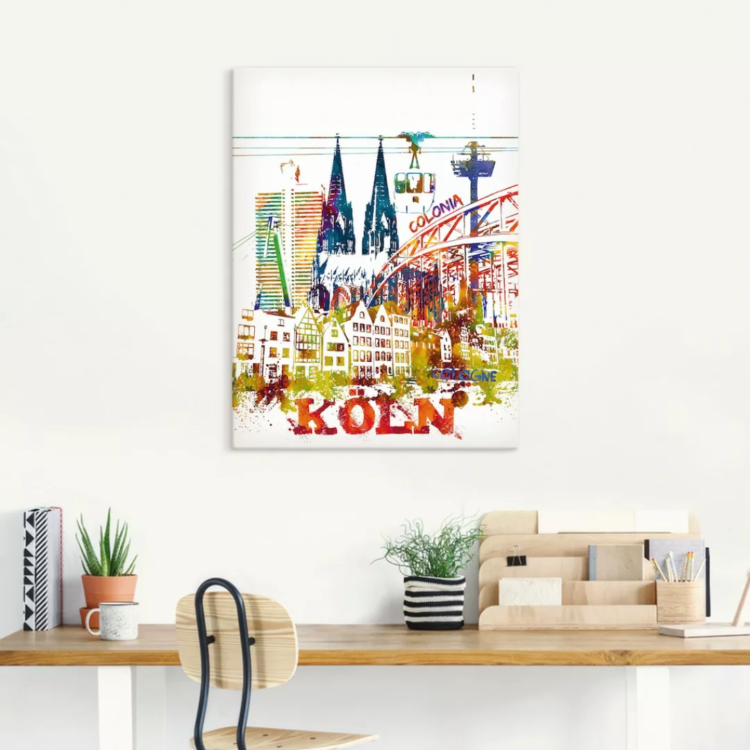 Artland Leinwandbild "Köln Dom Grafik", Köln, (1 St.), auf Keilrahmen gespa günstig online kaufen