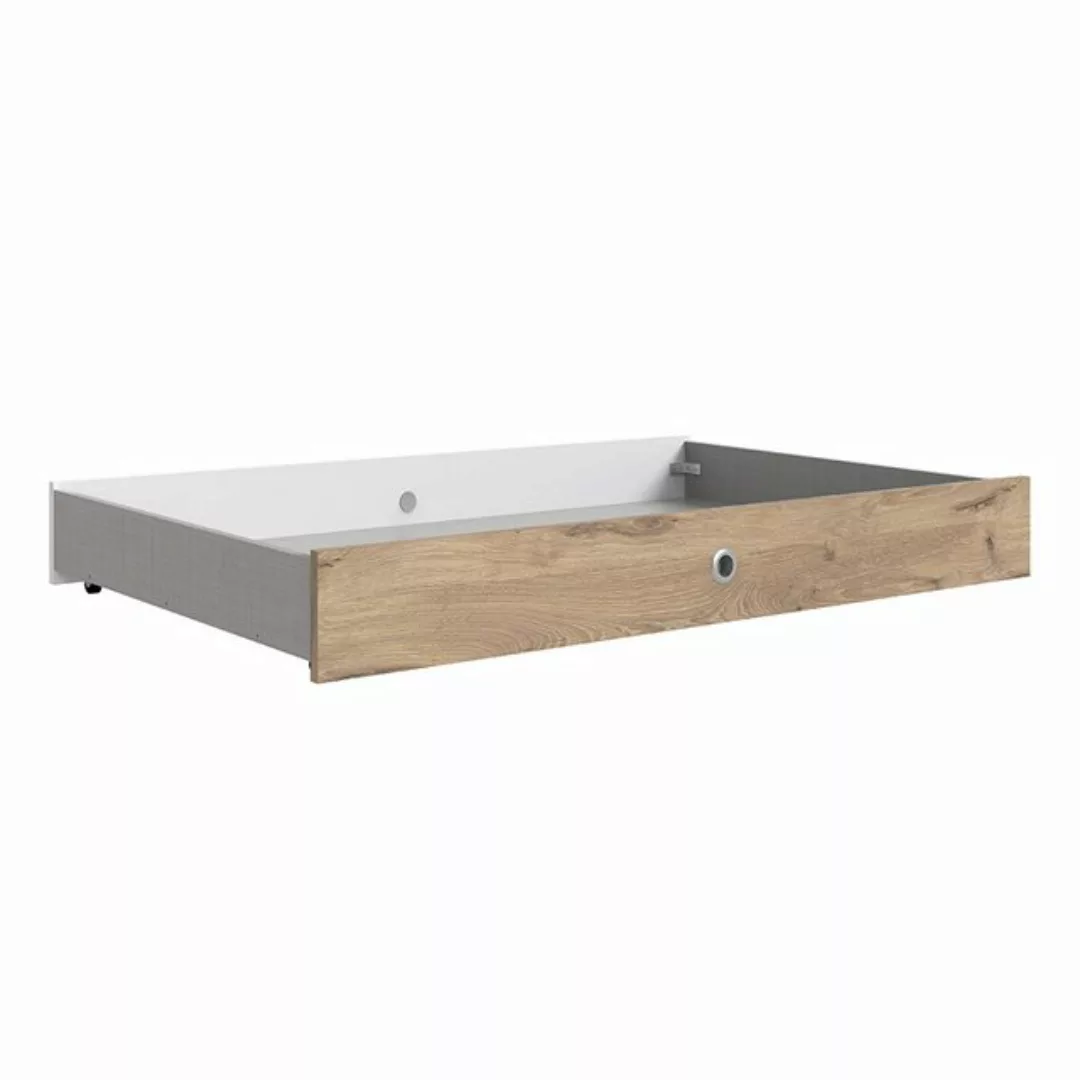 Lomadox Babybett FELIN-43, weiß Eiche Oak Schlupfsprossen Bettschublade 80x günstig online kaufen