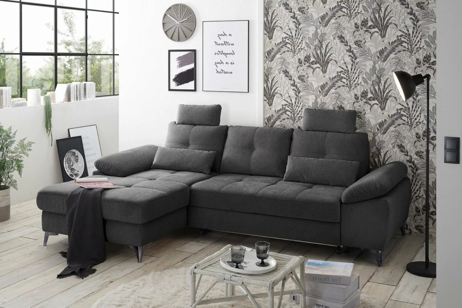 ED EXCITING DESIGN Ecksofa "Auckland L-Form", mit Bettfunktion, Bettkasten, günstig online kaufen