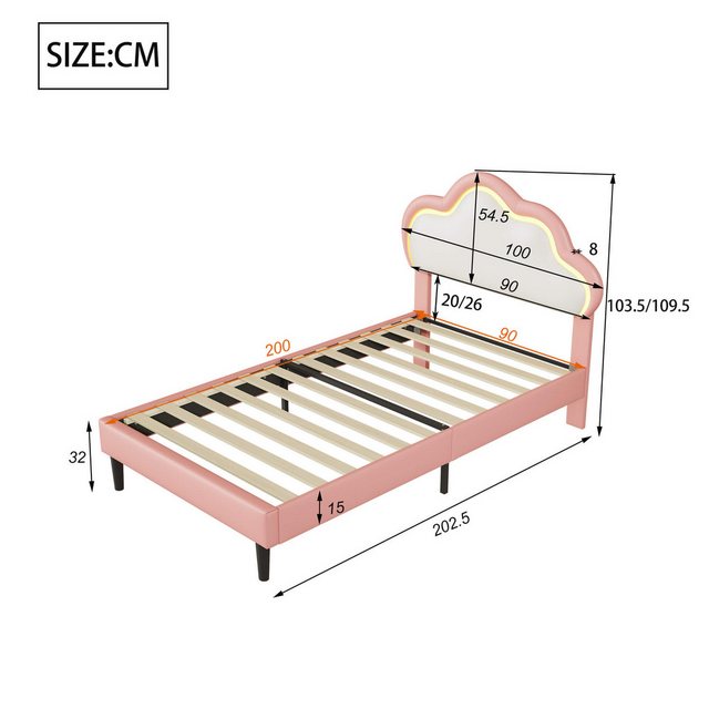 Furnishings Home Polsterbett 90x200cm Wolkenbett mit LED-Licht (Set, Bett), günstig online kaufen