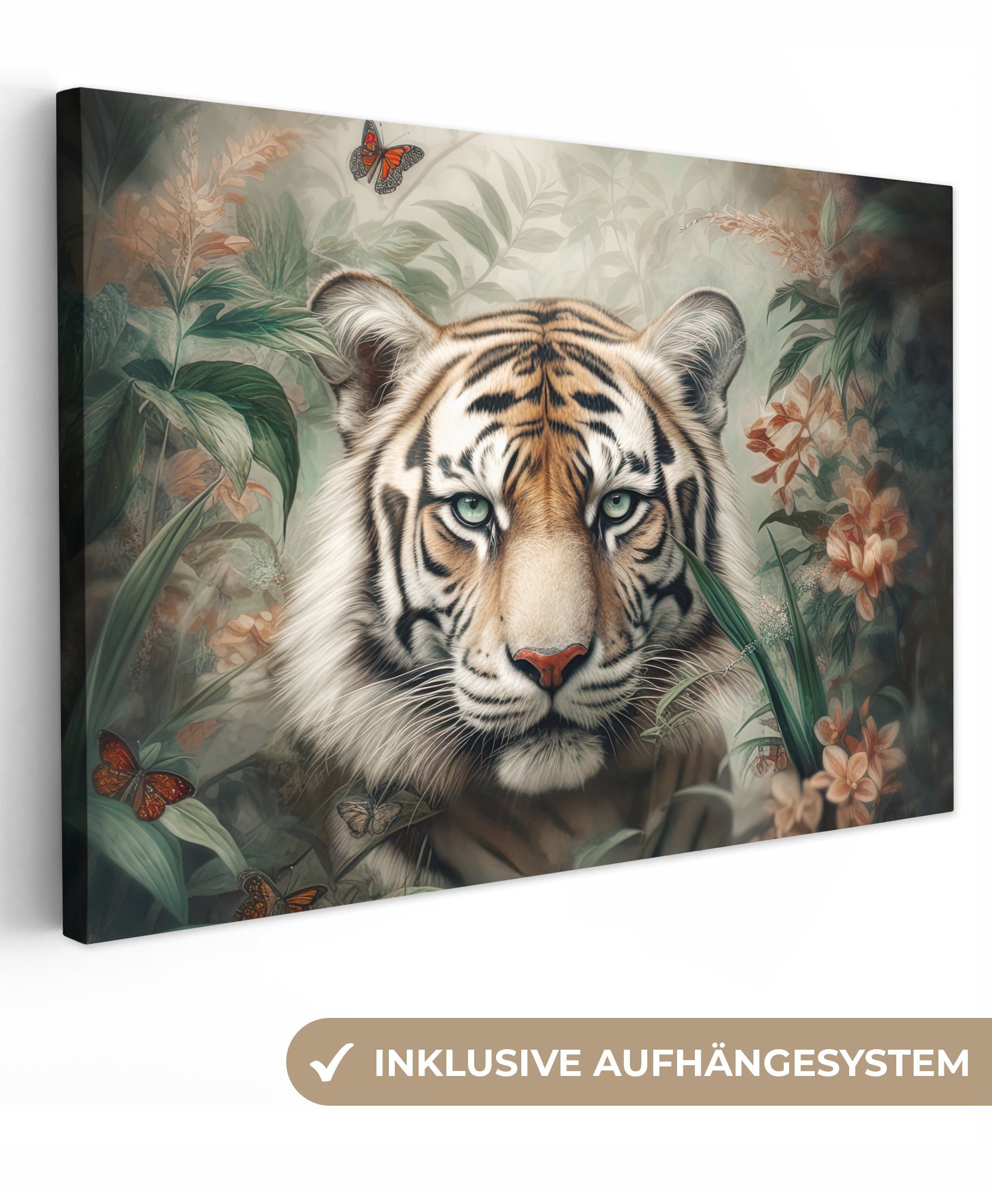 OneMillionCanvasses® Leinwandbild Tiger - Schmetterlinge - günstig online kaufen