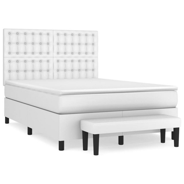 vidaXL Boxspringbett Boxspringbett mit Matratze und Fusshocker Kunstleder ( günstig online kaufen