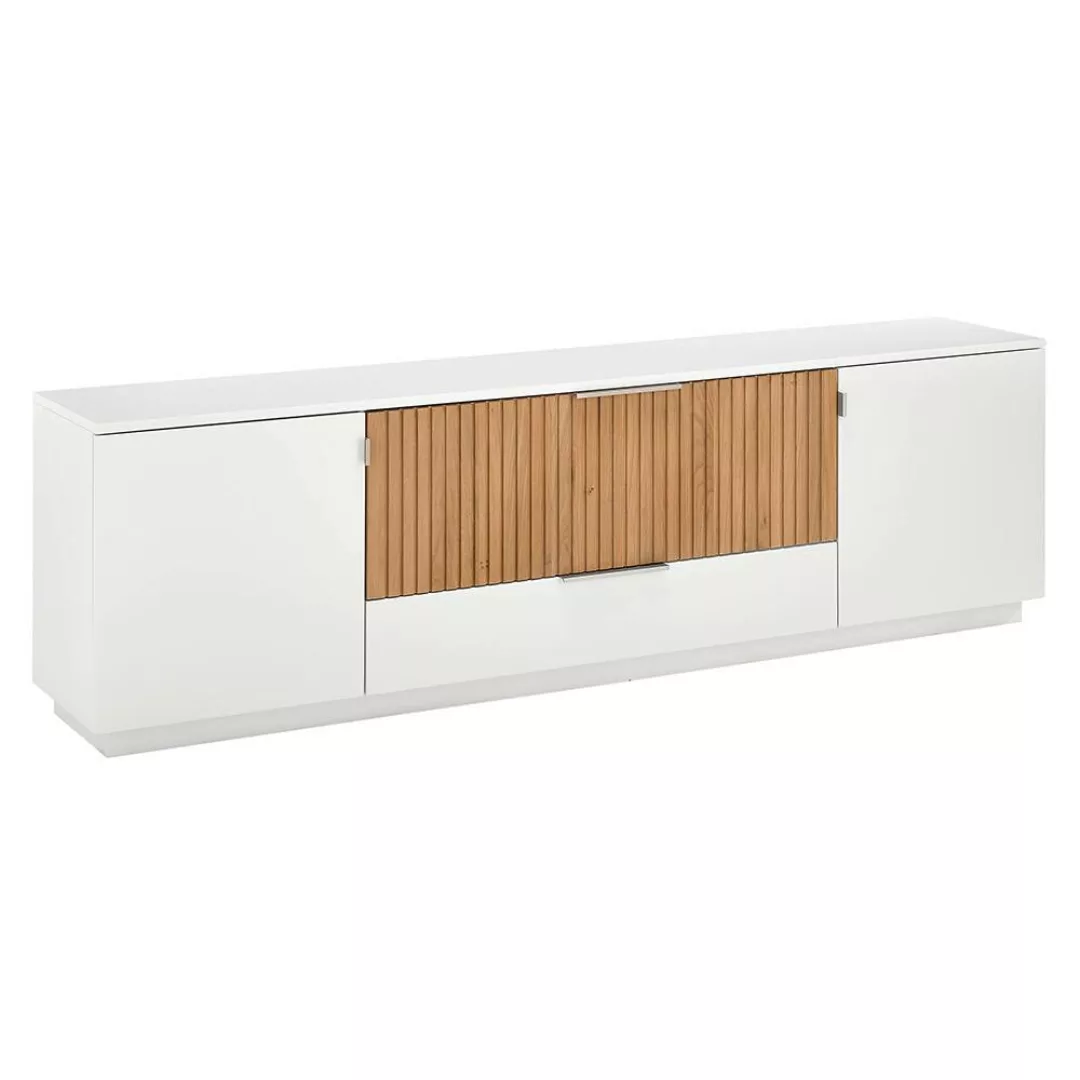 Wohnzimmer Lowboard LUCERA-52 weiß Eiche massiv bianco geölt, 2 Türen, 2 Sc günstig online kaufen