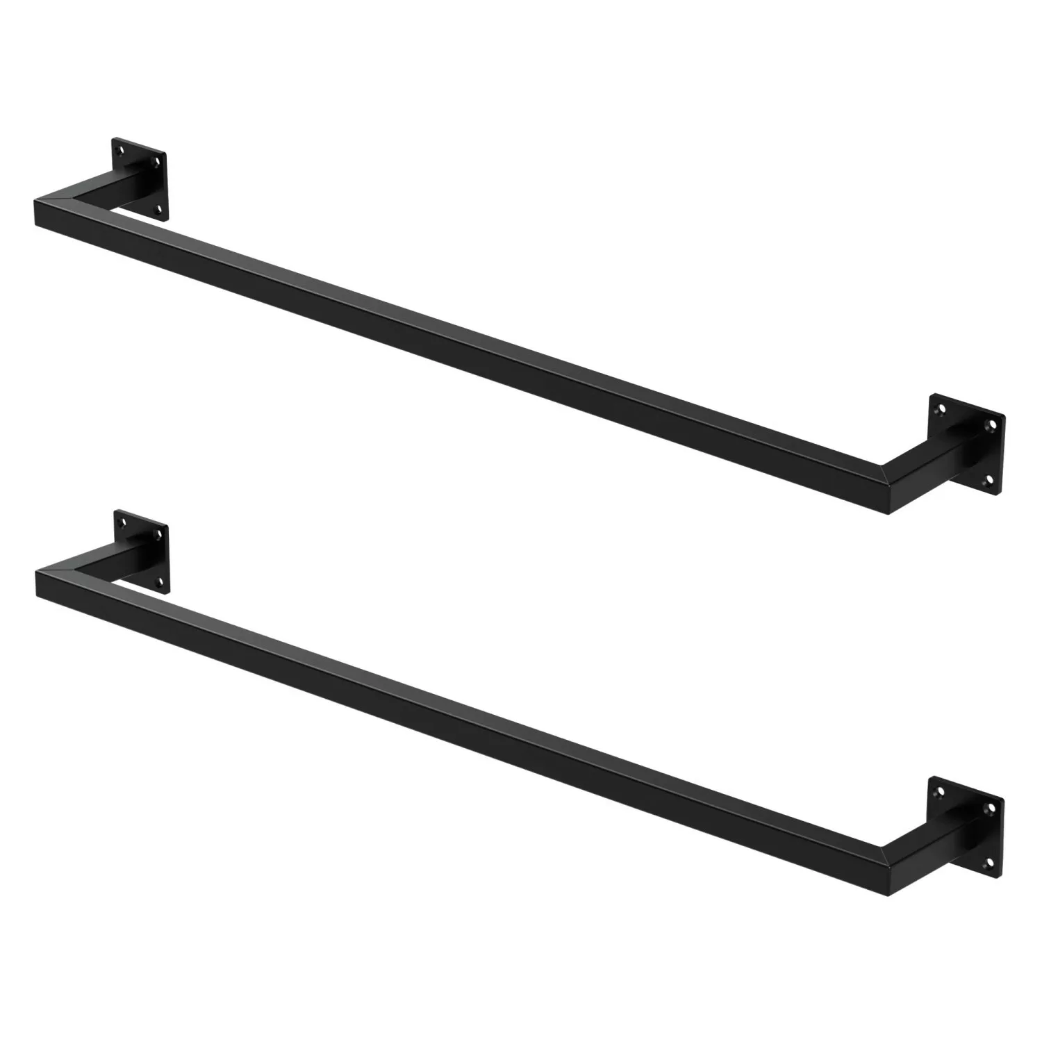 ML-Design 2Er Set Kleiderstange Rechteck für die Wand T12cmxB90cm Schwarz U günstig online kaufen