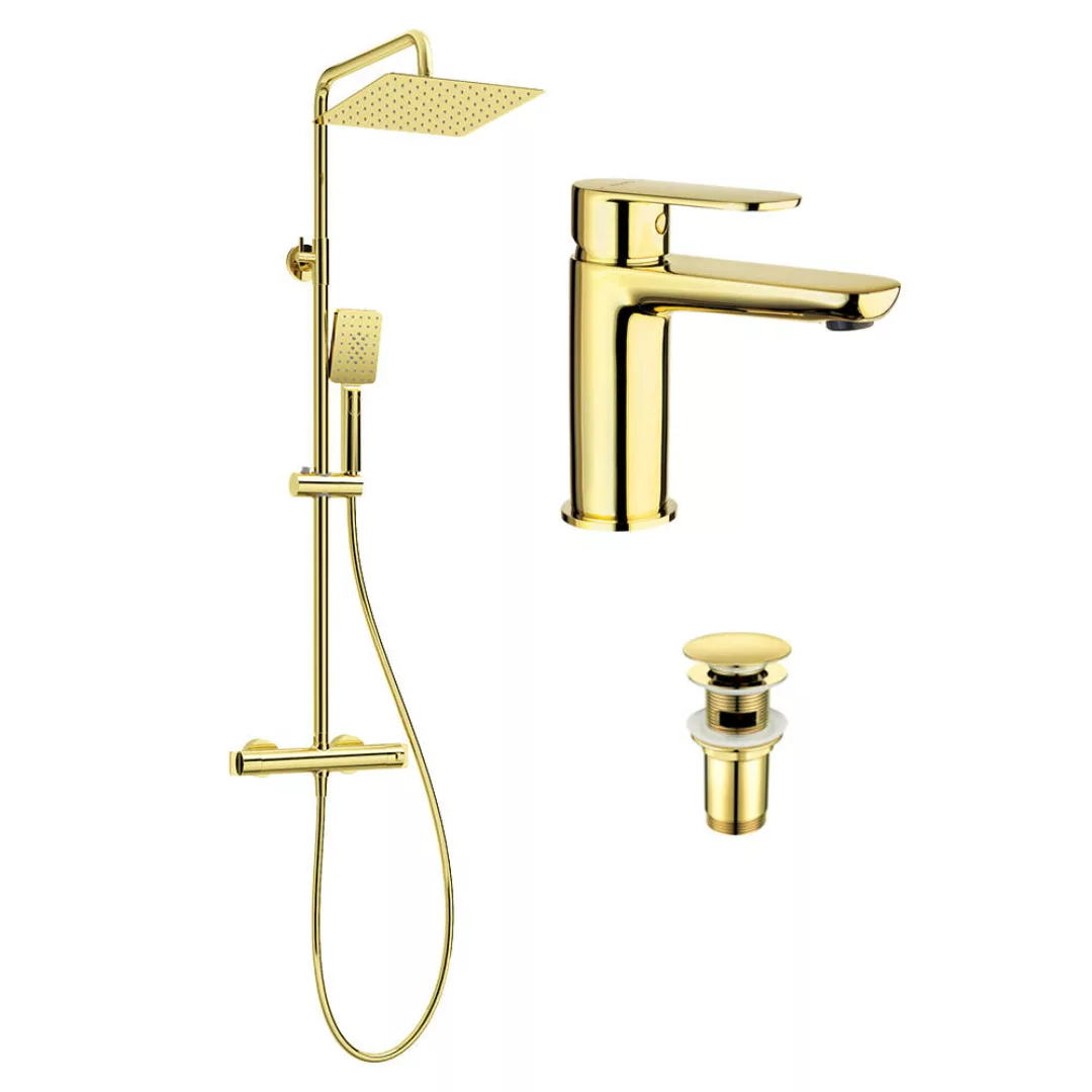 Badezimmer Armaturen Set 3 tlg. DEANTE-30 in gold günstig online kaufen