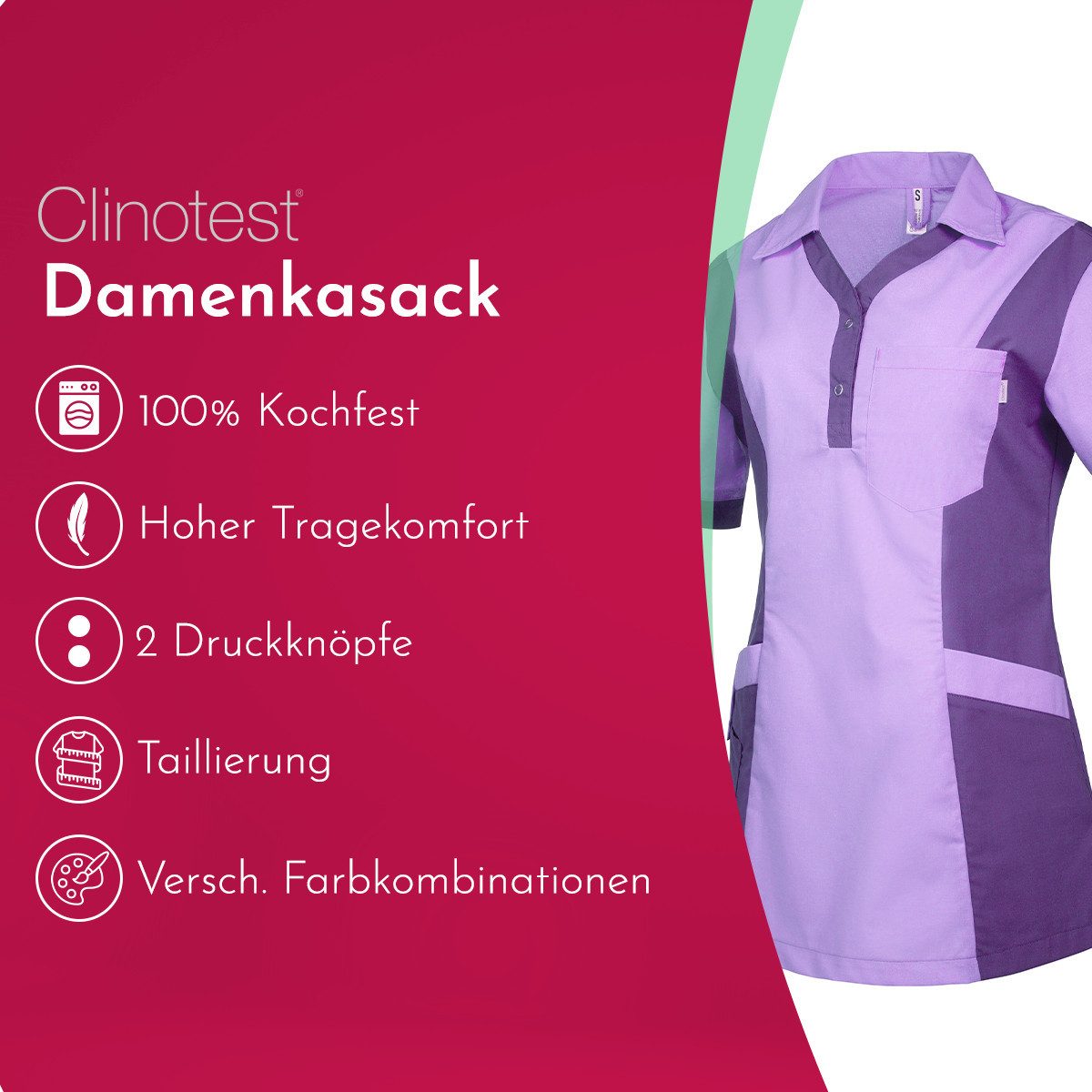 Clinotest Funktionsbluse Damenkasack "Julia", Schlupfkasack/Pflegekasack, v günstig online kaufen