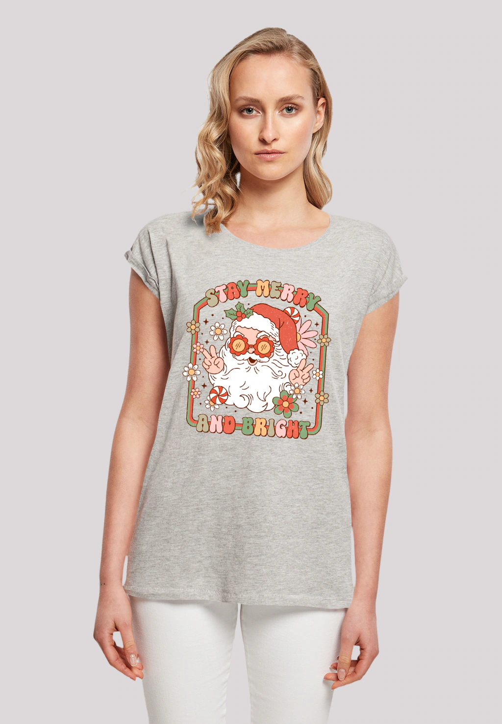 F4NT4STIC T-Shirt Stay Merry And Bright Hippie Santa Premium Qualität, Weih günstig online kaufen