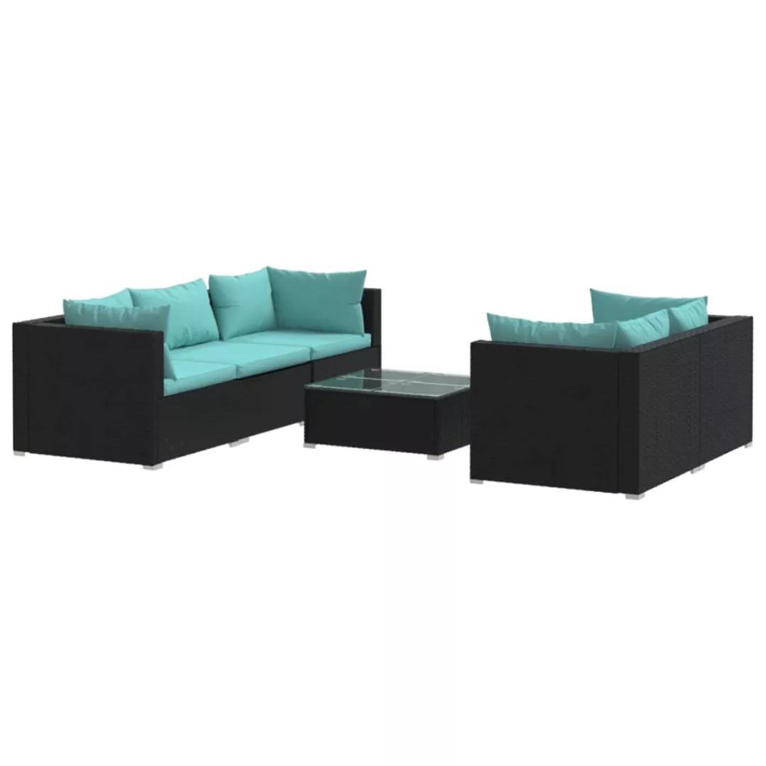 Vidaxl 6-tlg. Garten-lounge-set Mit Kissen Poly Rattan Schwarz günstig online kaufen