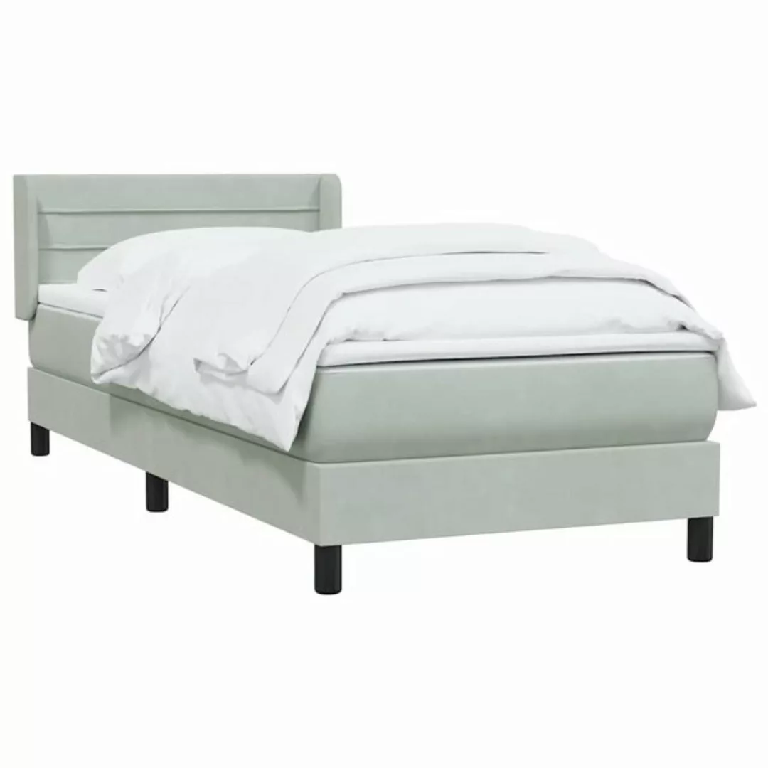 vidaXL Bett Boxspringbett mit Matratze Hellgrau 100x220 cm Samt günstig online kaufen