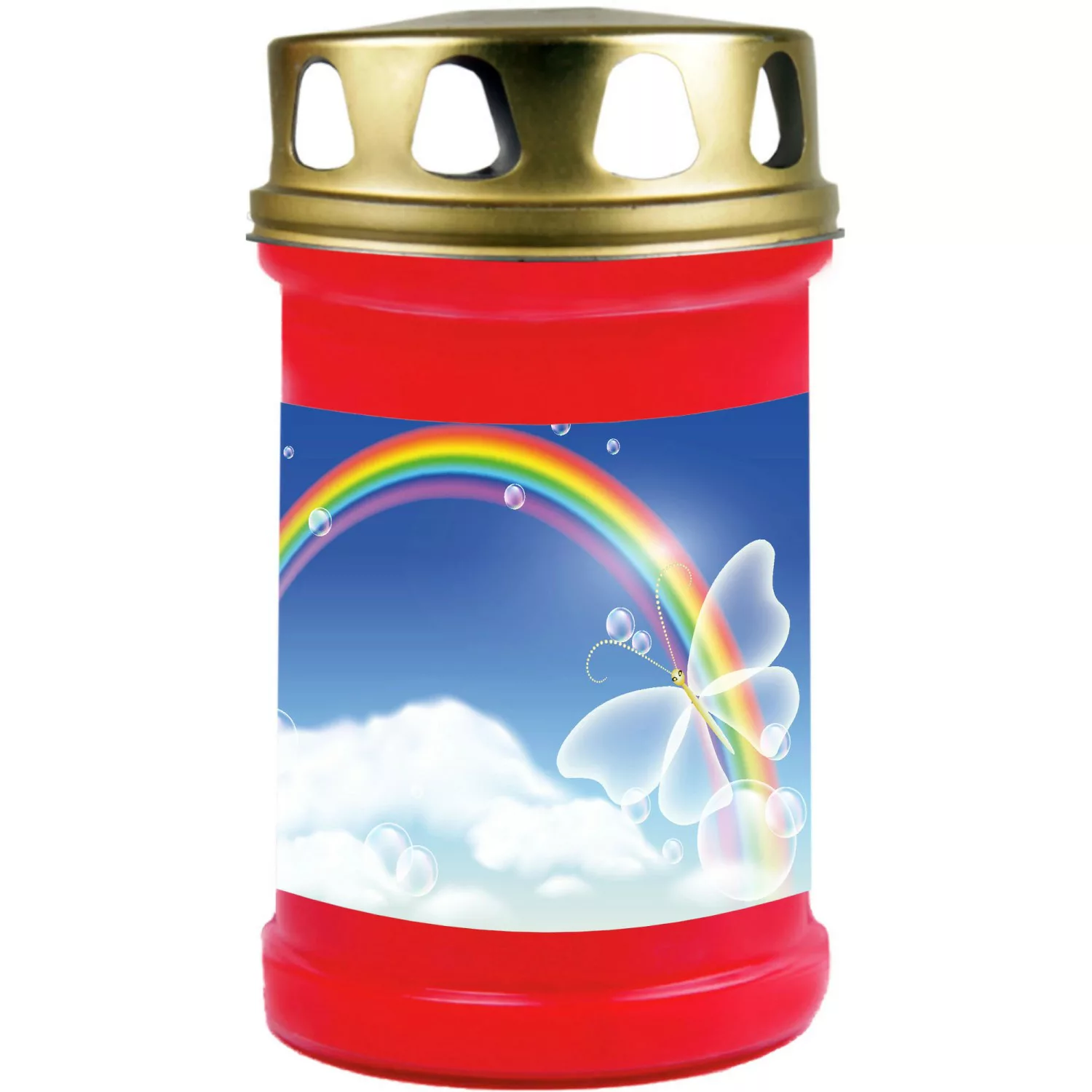 HS Candle Grabkerze Rot 48h Deckel Gold Regenbogen 2 günstig online kaufen