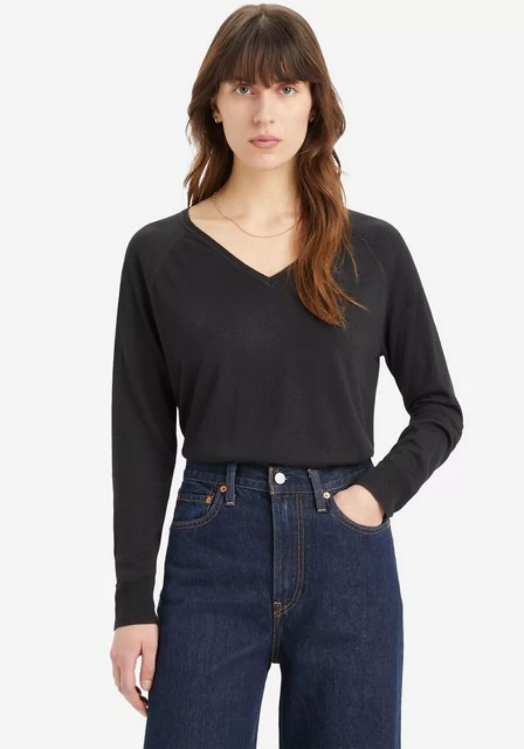 Levi's® Longpullover PETAL VNECK SWEATER mit Rippbündchen günstig online kaufen